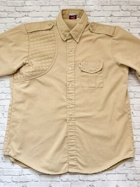 Men's Shooting Hunting Quilted Shoulder Button-Down Shirt